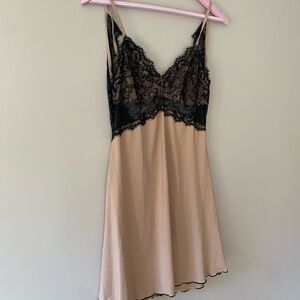 SHEIN Black Lace and Tan Chemise